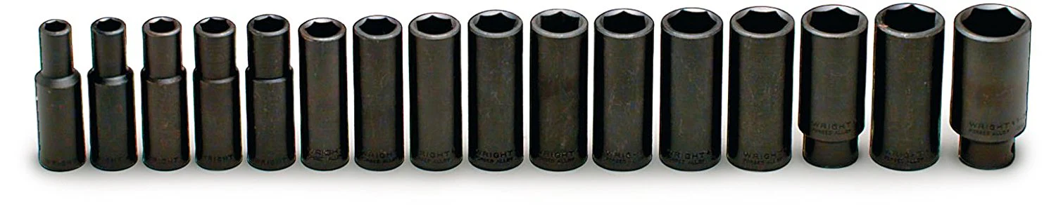 1/2" Drive 16 Piece Impact Metric Socket Set 10mm - 27mm 6 Pt. Deep (467WR)