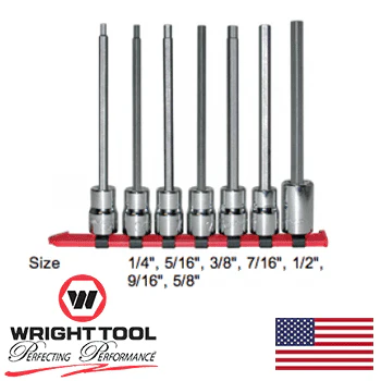 1/2" Drive 7 Piece Hex Bit Socket Set - Long Length (406WR) - Image 2