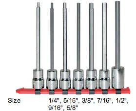 1/2" Drive 7 Piece Hex Bit Socket Set - Long Length (406WR) - Image 3