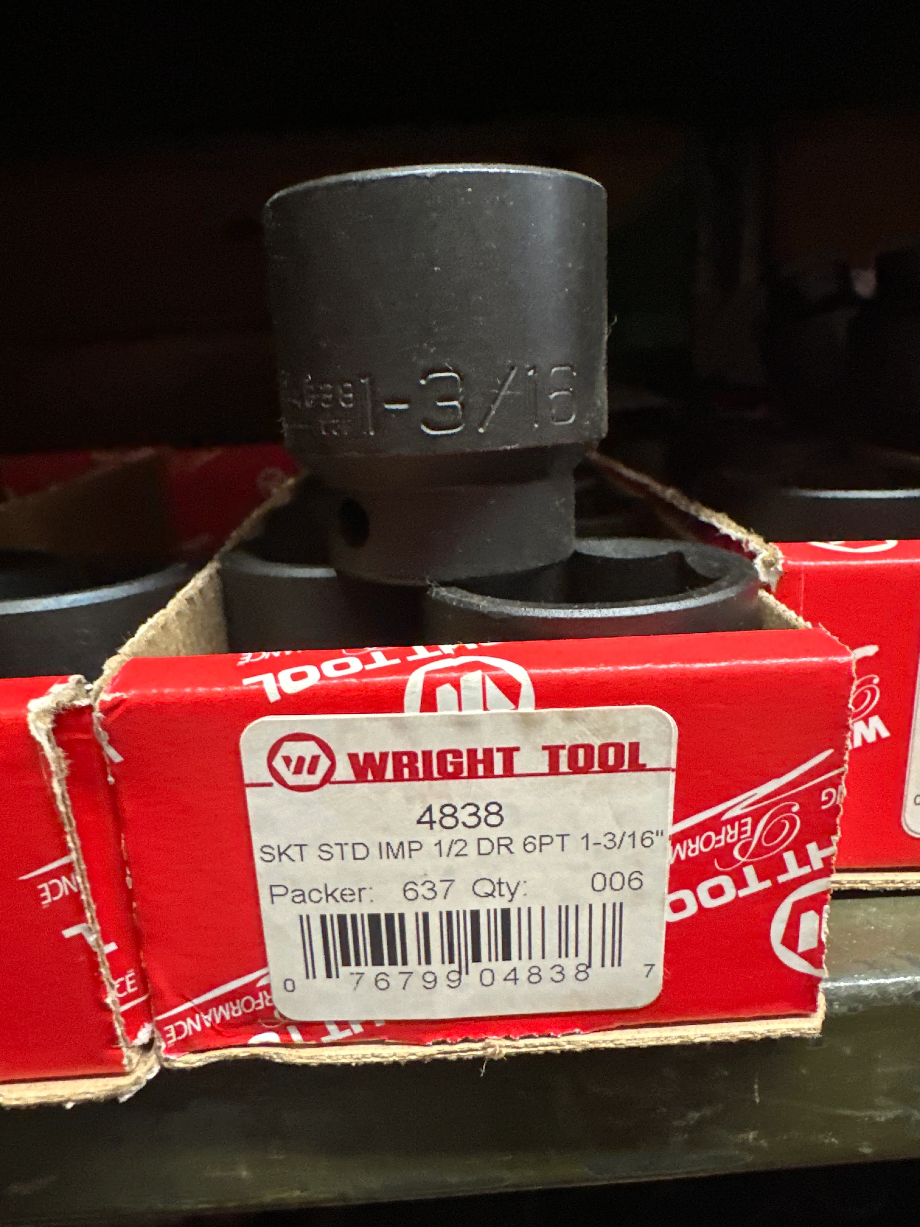 1/2" Wright 1-3/16" - 6 Pt. Std. Impact Socket (4838WR)