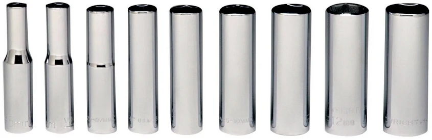1/4" Drive 9 Piece 6 Point Deep Metric Socket Set 5mm - 13mm (257WR)
