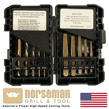 10 pc Norseman USA Left Hand Screw Machine & Square Extractor Set (BR-10SQ) - Image 2