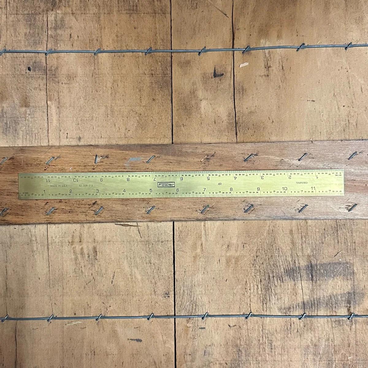 Fowler 12" 4R Rigid Gold Tempered Rule (32nds/64ths & 8ths/16ths) w/ Blemish (52-339-012)