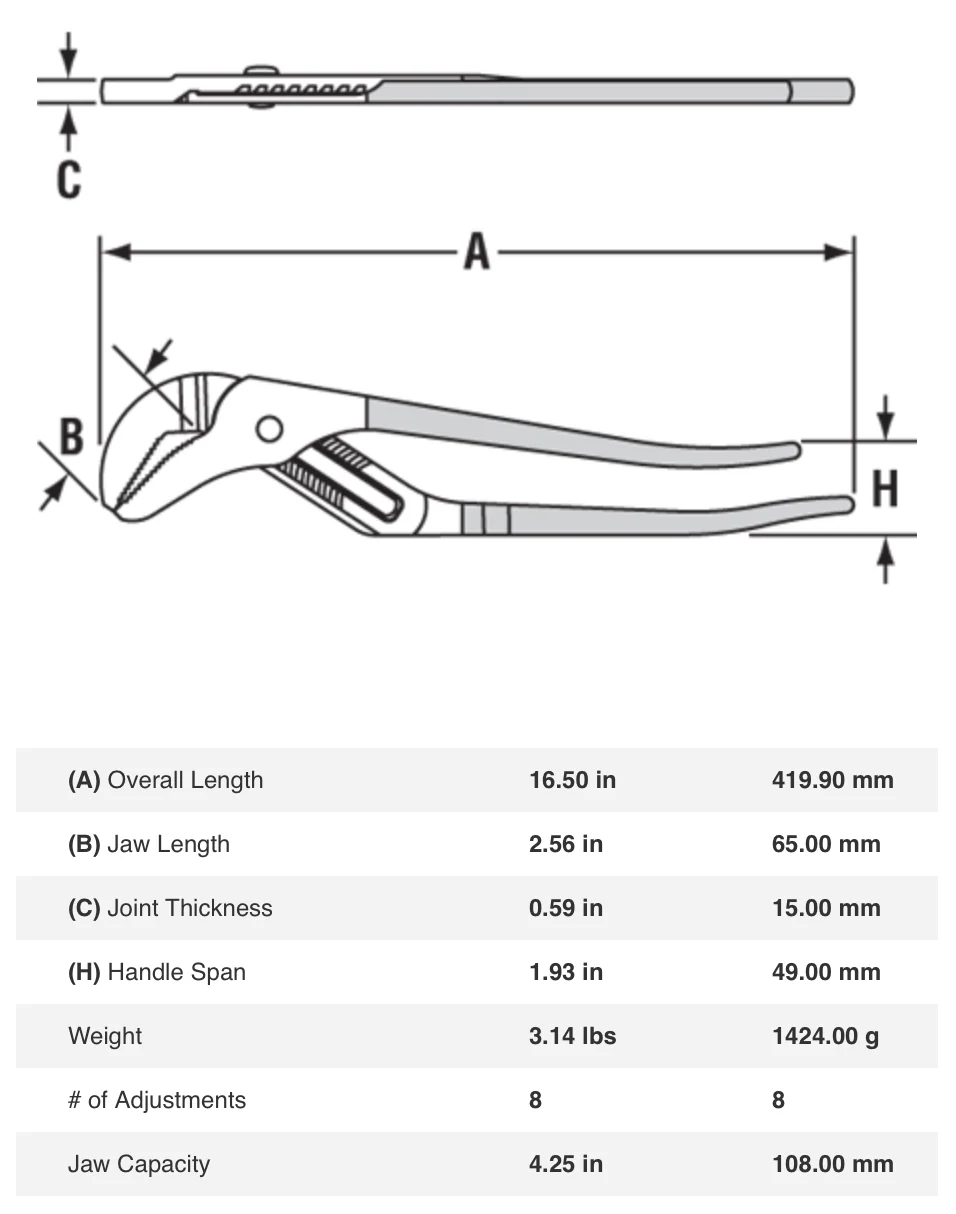 16" Channellock Groove Joint Pliers (460-C) - Image 4