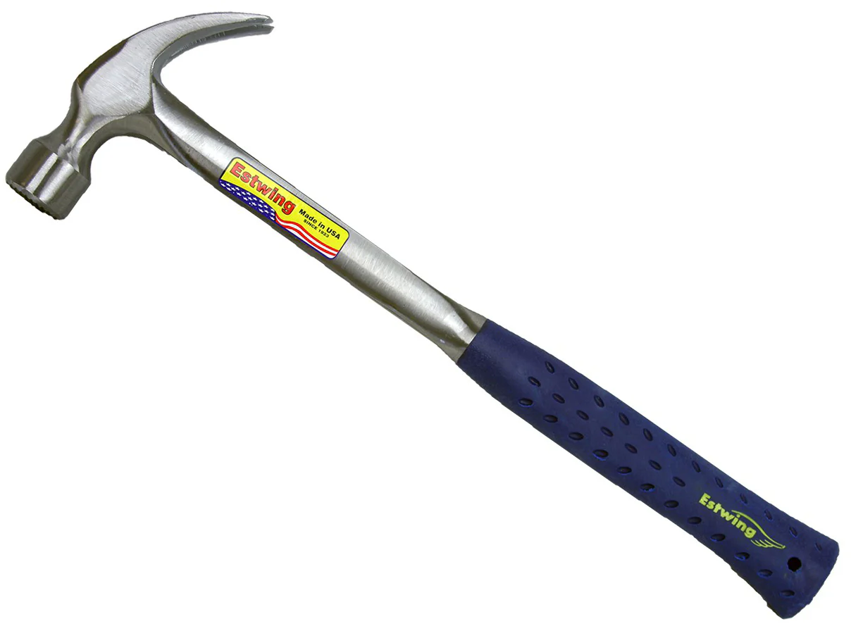 Estwing 22 oz Solid Steel Curved-Claw Milled-Face Hammer w/ Nylon Grip (E3-22CM)