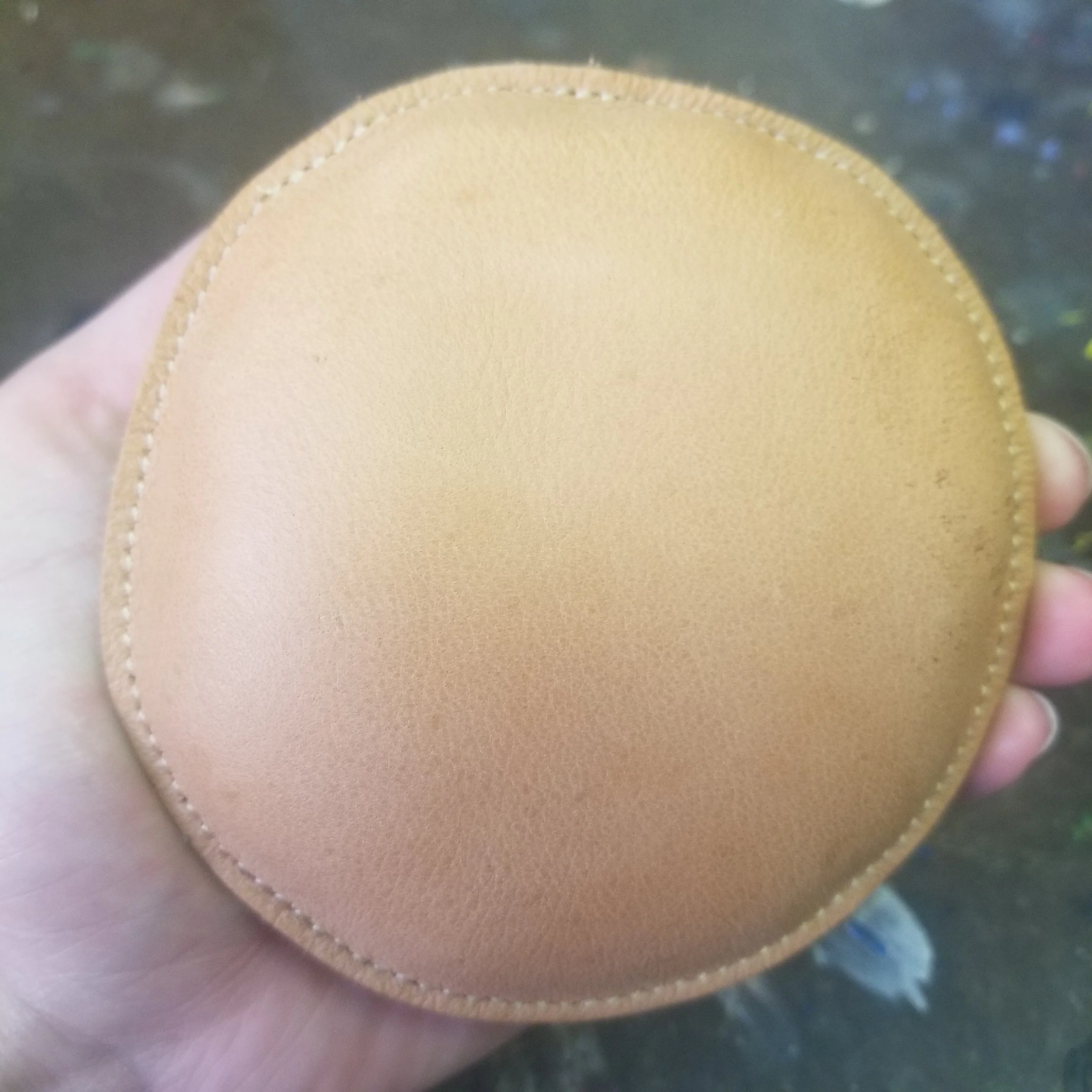 4" Circle Shot Filled Leather (Map) Paperweight (150-LW) - Image 2