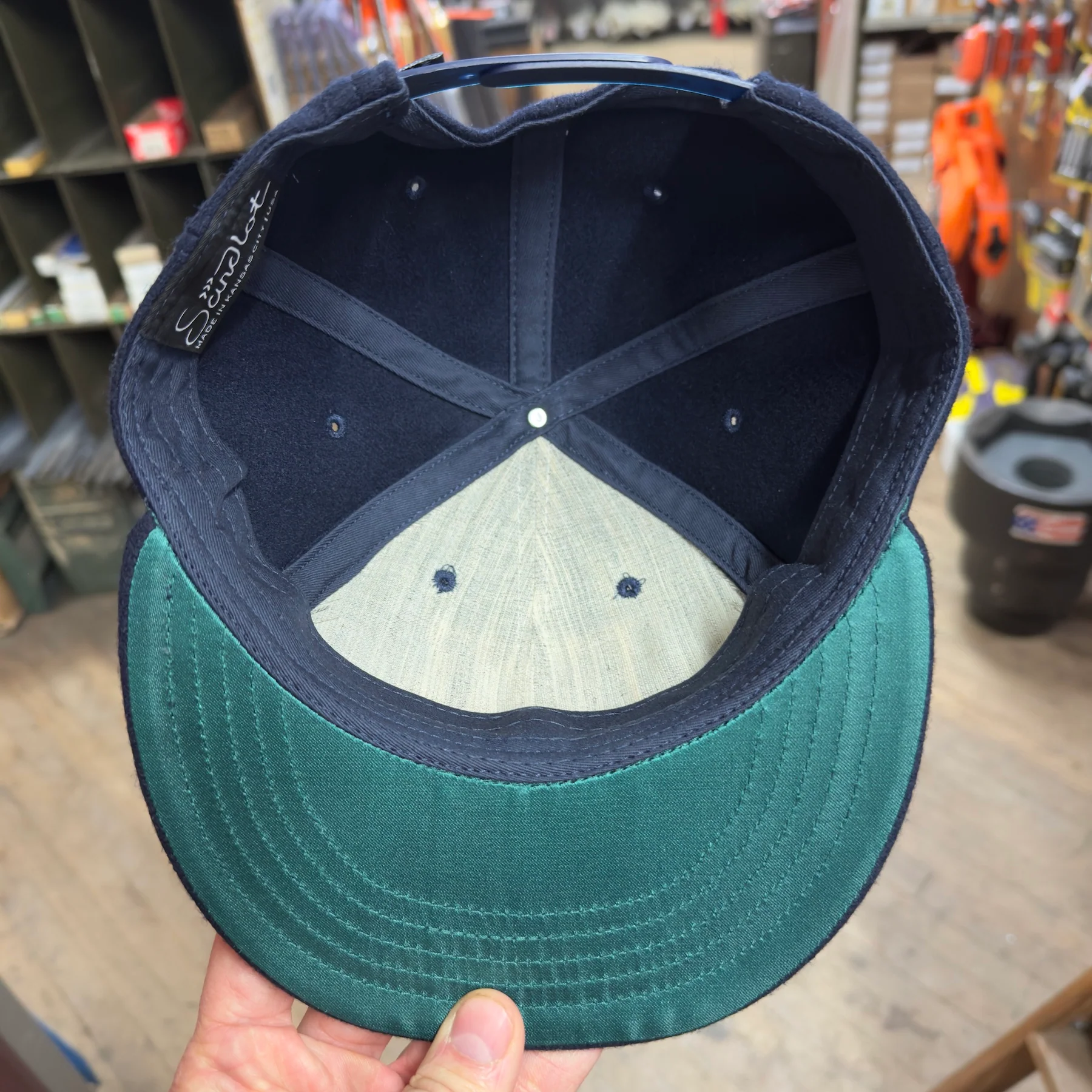 HJE Navy Blue Melton Wool USA Made Snapback Hat (THE-HAT) - Image 4