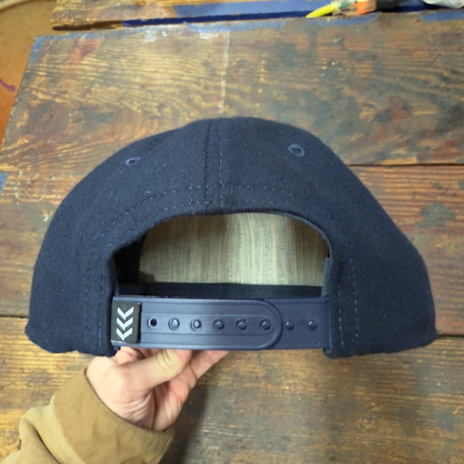 HJE Navy Blue Melton Wool USA Made Snapback Hat (THE-HAT) - Image 5