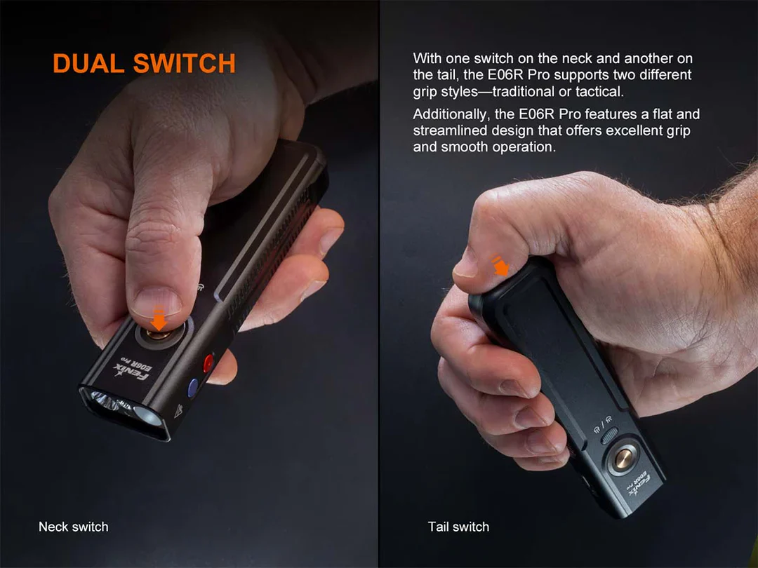 Fenix E06R PRO Flat Flashlight - Orange - 1600 Lumens (E06RPROR) - Image 8