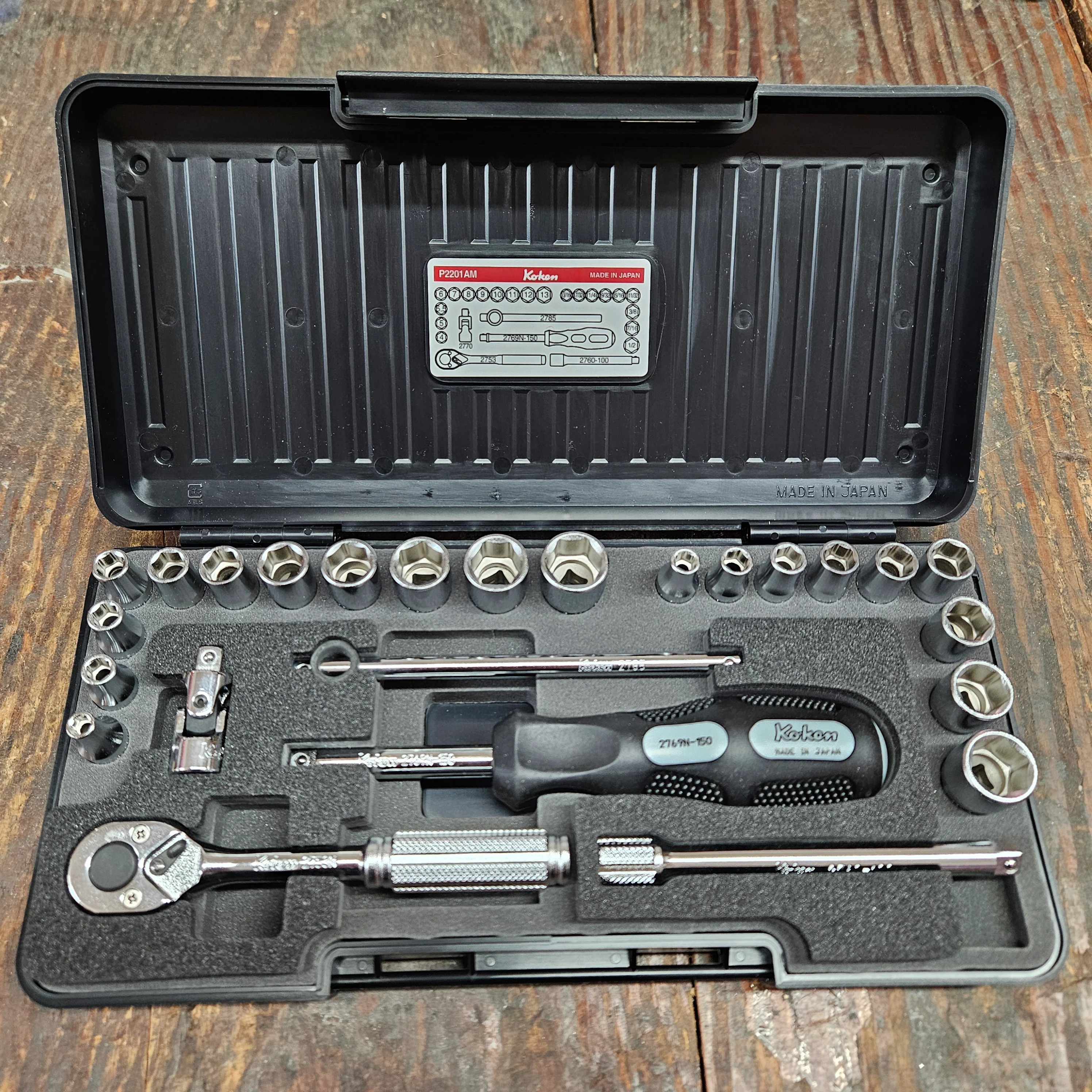 Koken 1/4" Dr. 25 piece Socket Set - 6 Point (P2201AM)