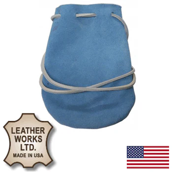 Light Blue Suede Drawstring Dice/Marble Pouch (SLMPD-LB) - Image 2