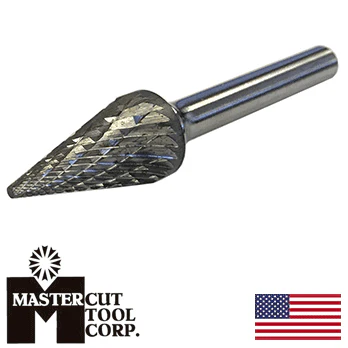 MasterCut SM-3DC Pointed Cone Rotary Carbide Burr 1/4" O.D. (SM-3DC) - Image 2