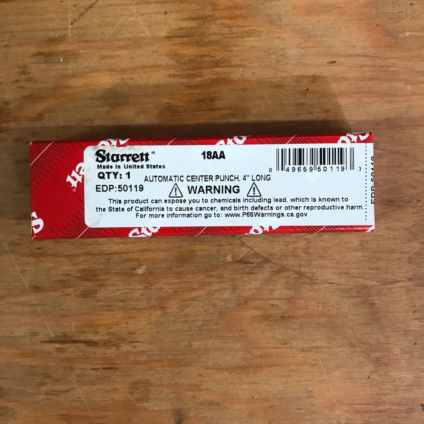 Starrett 4" Long 9/16" Diameter Automatic Center Punch (18AA) - Image 3