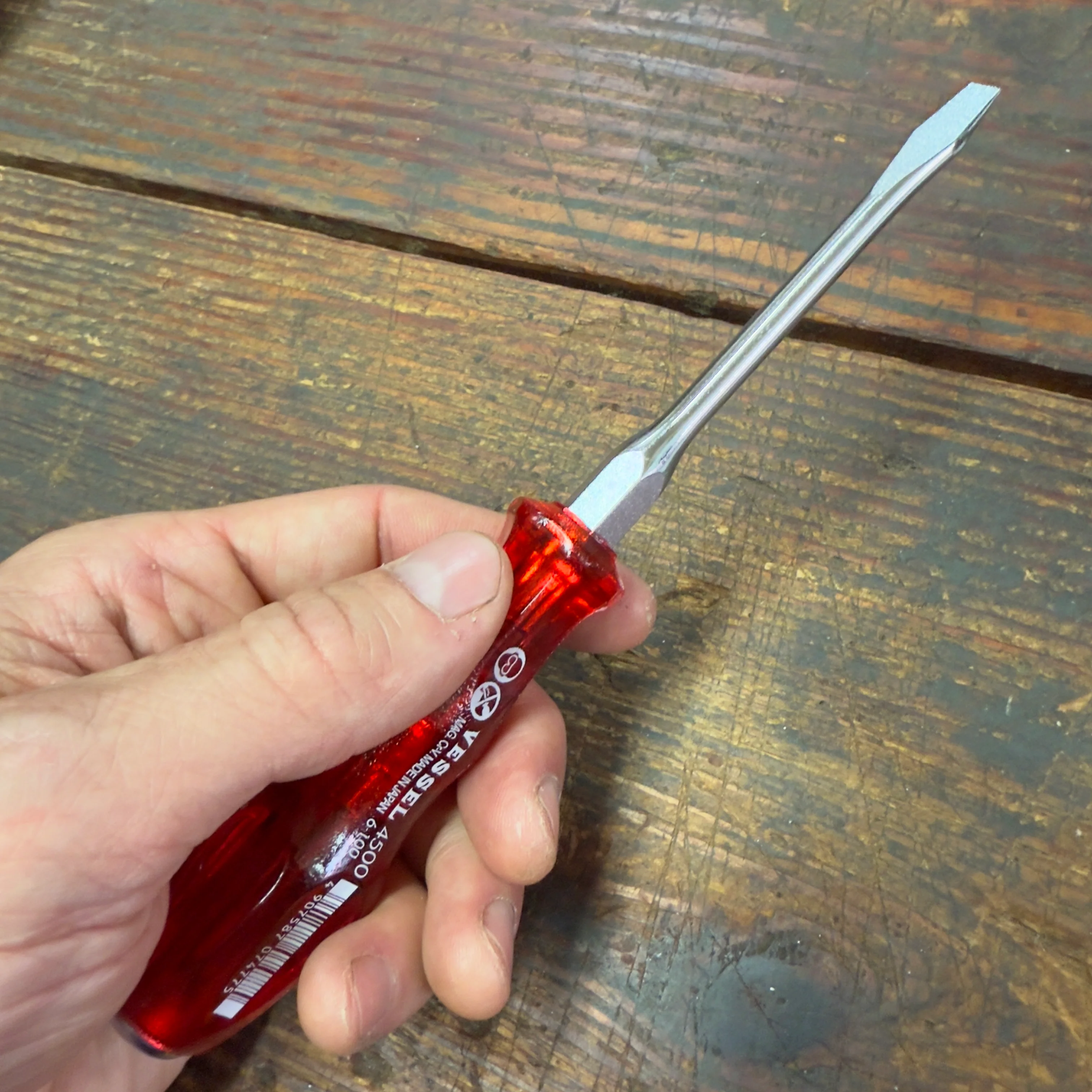 Vessel Slotted 6 x 100mm Power Grip Screw Driver (4500S6100) - Image 4