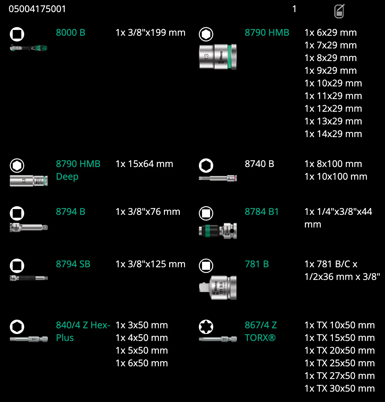 Wera Bicycle Set 7 - 3/8" Drive Socket Set 27 Piece (220608) (05004175001) - Image 4
