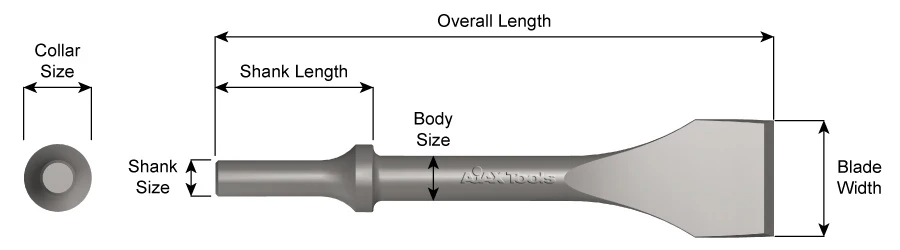 AJAX  #905 Wide Chisel & Scraper Air Hammer Attachment (A905) - Image 3