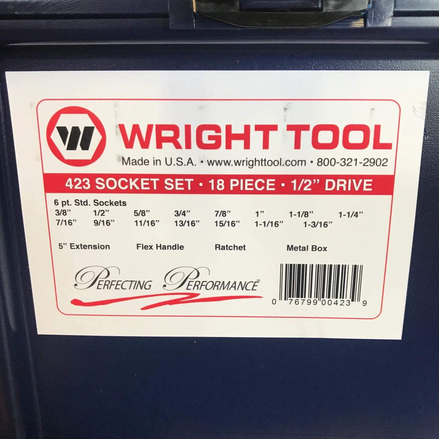Wright 18 Pc. 1/2" Dr. Socket Set w/ Molded Case (423-MC) - Image 2